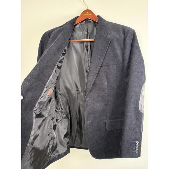 Tasso Elba Men’s Black Corduroy Blazer 42L Sport Coat Old Money Academia Patches - Picture 5 of 9